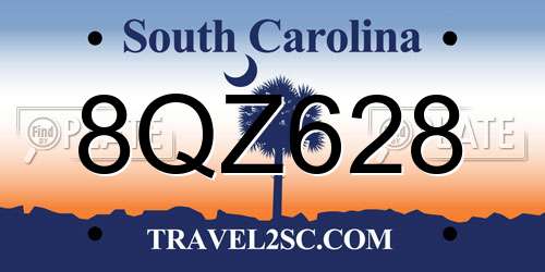 8QZ628 South Carolina License Plate