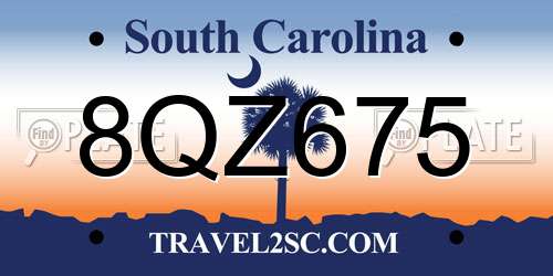 8QZ675 South Carolina License Plate