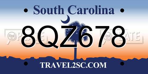 8QZ678 South Carolina License Plate