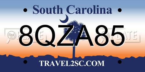 8QZA85 South Carolina License Plate