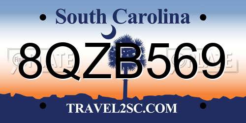 8QZB569 South Carolina License Plate