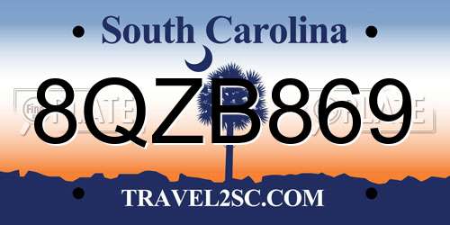 8QZB869 South Carolina License Plate