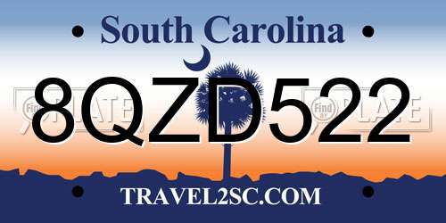 8QZD522 South Carolina License Plate