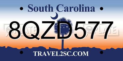 8QZD577 South Carolina License Plate