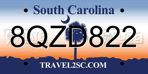 8QZD822 South Carolina License Plate