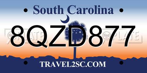 8QZD877 South Carolina License Plate