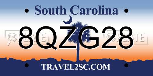 8QZG28 South Carolina License Plate
