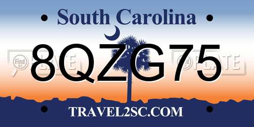 8QZG75 South Carolina License Plate