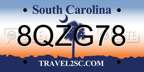 8QZG78 South Carolina License Plate