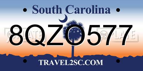 8QZO577 South Carolina License Plate