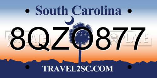 8QZO877 South Carolina License Plate