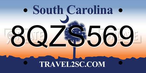 8QZS569 South Carolina License Plate