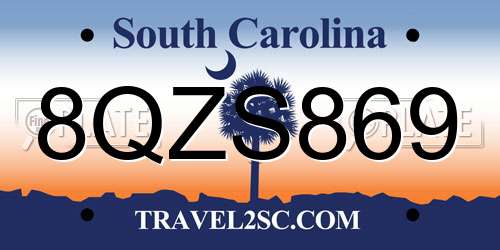 8QZS869 South Carolina License Plate