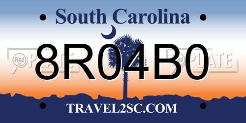 8R04B0 South Carolina License Plate