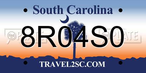 8R04S0 South Carolina License Plate