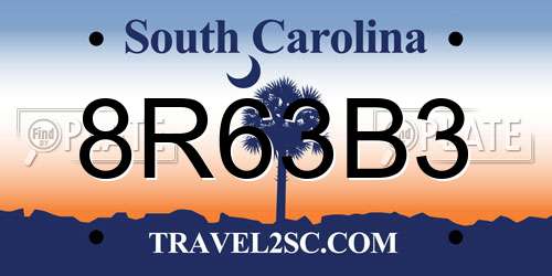 8R63B3 South Carolina License Plate