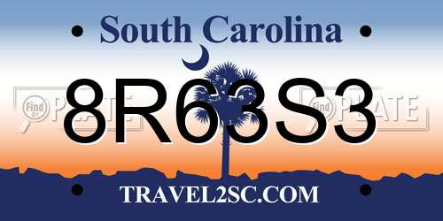 8R63S3 South Carolina License Plate