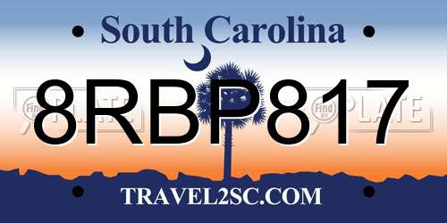 8RBP817 South Carolina License Plate