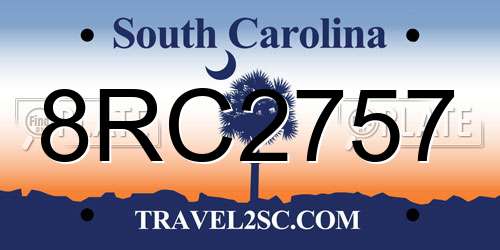 8RC2757 South Carolina License Plate
