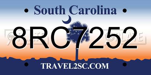 8RC7252 South Carolina License Plate