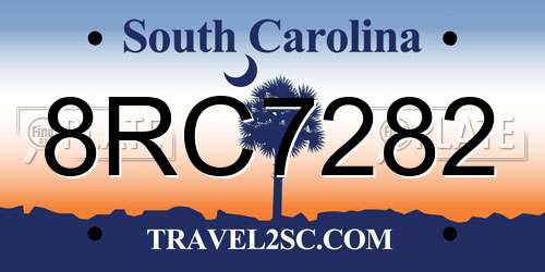 8RC7282 South Carolina License Plate