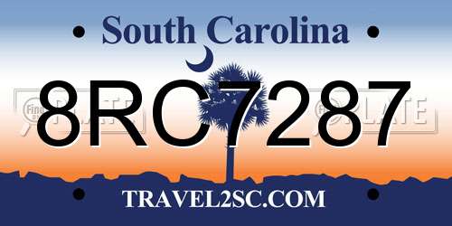 8RC7287 South Carolina License Plate