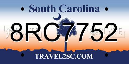8RC7752 South Carolina License Plate