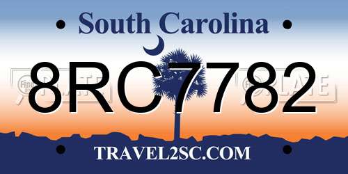 8RC7782 South Carolina License Plate
