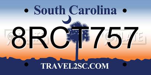 8RCT757 South Carolina License Plate