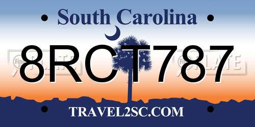 8RCT787 South Carolina License Plate