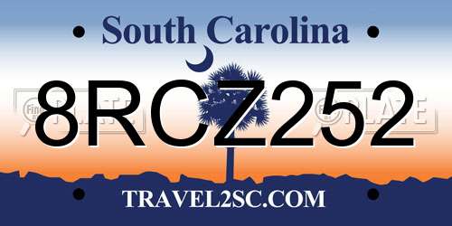 8RCZ252 South Carolina License Plate