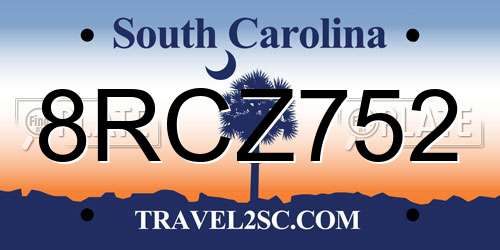 8RCZ752 South Carolina License Plate