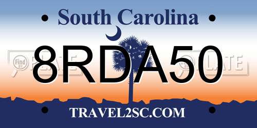 8RDA50 South Carolina License Plate