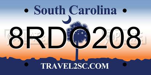 8RDO208 South Carolina License Plate