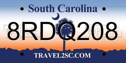 8RDQ208 South Carolina License Plate