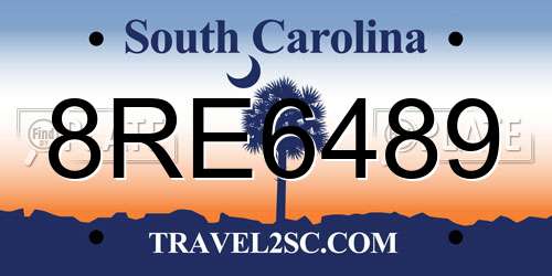 8RE6489 South Carolina License Plate