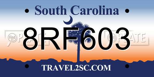 8RF603 South Carolina License Plate