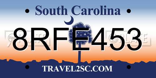 8RFE453 South Carolina License Plate