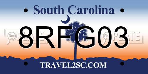 8RFG03 South Carolina License Plate