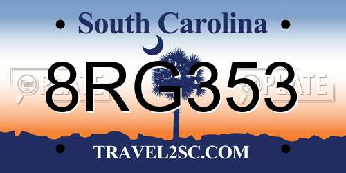 8RG353 South Carolina License Plate