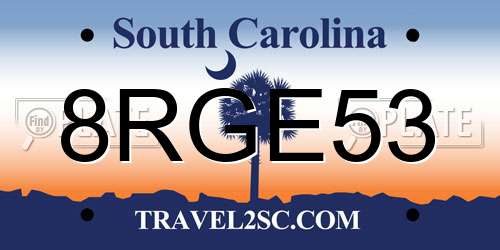 8RGE53 South Carolina License Plate