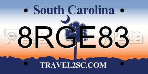 8RGE83 South Carolina License Plate