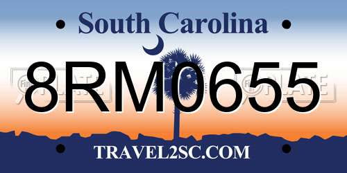 8RM0655 South Carolina License Plate