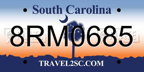 8RM0685 South Carolina License Plate