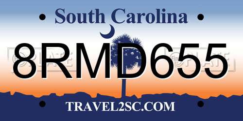 8RMD655 South Carolina License Plate