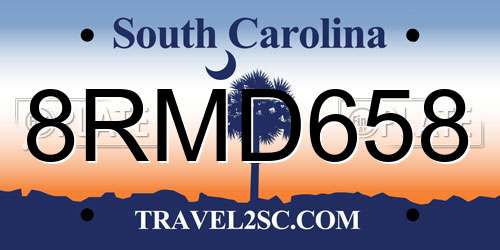 8RMD658 South Carolina License Plate