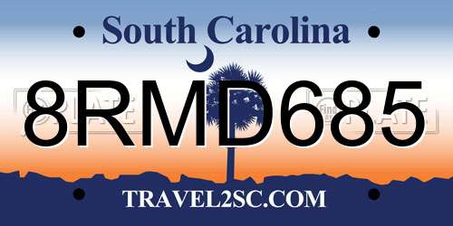 8RMD685 South Carolina License Plate
