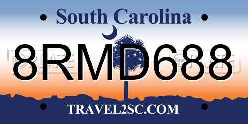 8RMD688 South Carolina License Plate