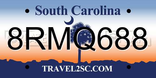 8RMQ688 South Carolina License Plate
