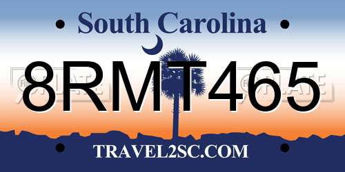 8RMT465 South Carolina License Plate